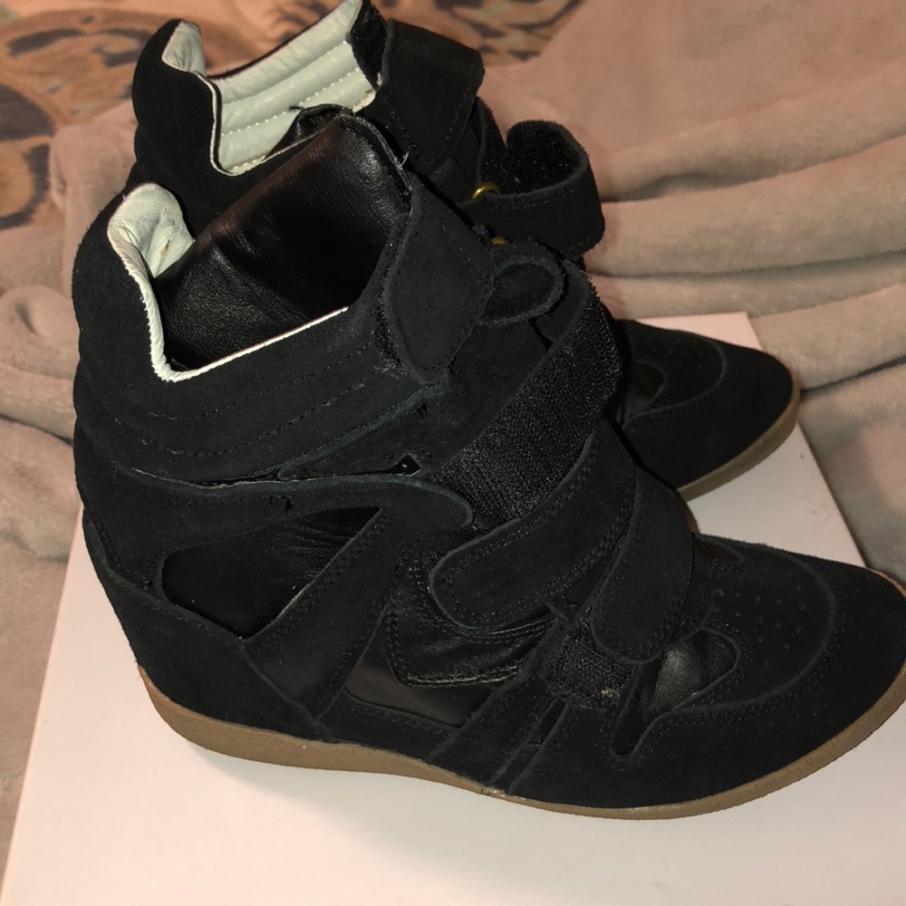 Steve Madden - Black Suede Wedge Sneaker